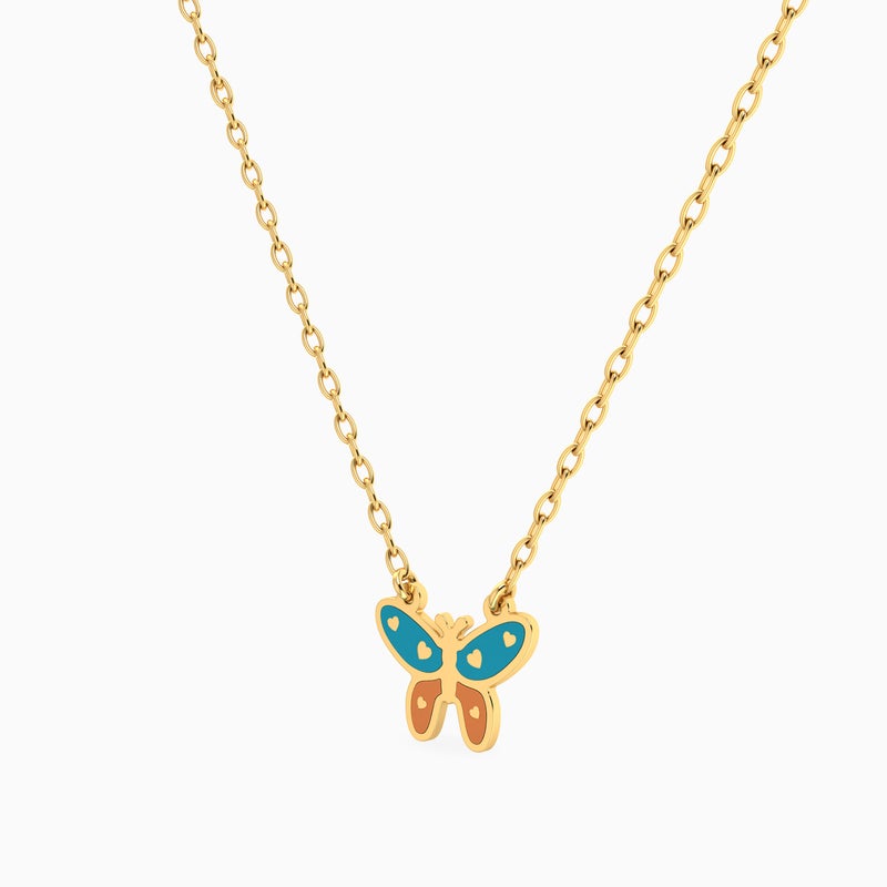 Miss L' by L'azurde Kids Butterfly Enamel Coated Necklace in 14K Gold - Image 2